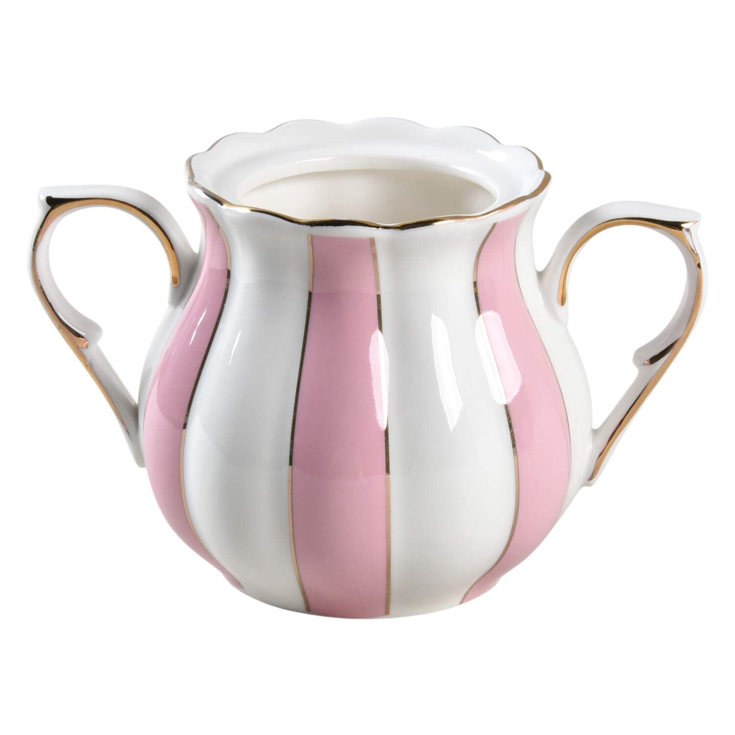 Pink Scallop Sugar Bowl No Lid by Grace's Teaware-1