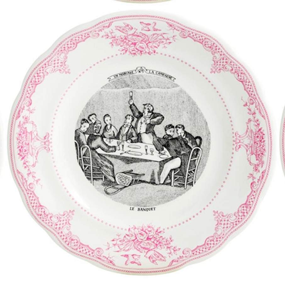 Mariage a la Campagne Rose Dessert/Pie Plate by Faiencerie De Gien-1