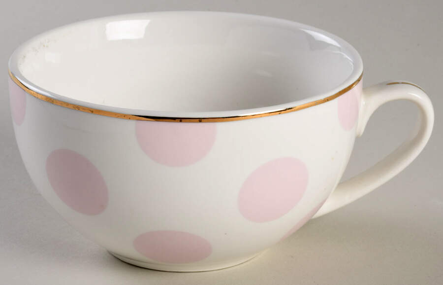 Polka Dots Pink Flat Cup by Grace's Teaware-1