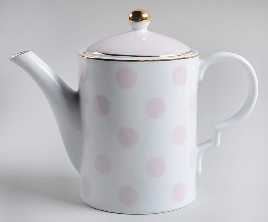Polka Dots Pink Teapot & Lid by Grace's Teaware-1