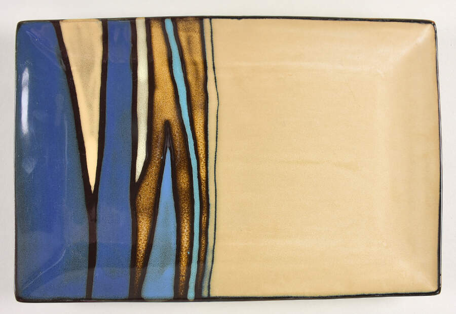 Matrice Blue 13" Rectangular Serving Platter by Gibson Designs-1
