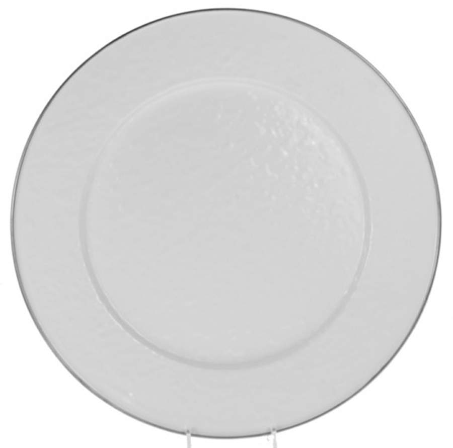 White on White Enamelware Service Plate (Charger) by Golden Rabbit Enamelware-1