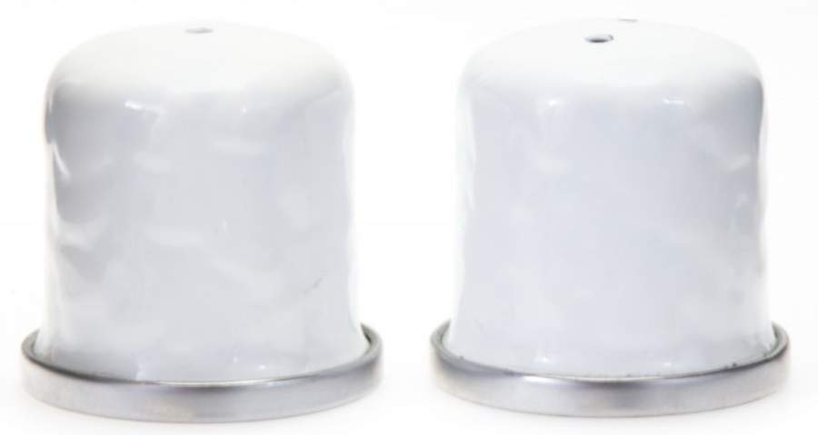 White on White Enamelware Salt & Pepper Set by Golden Rabbit Enamelware-1