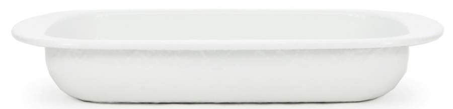 White on White Enamelware 12" Rectangular Baker by Golden Rabbit Enamelware-1