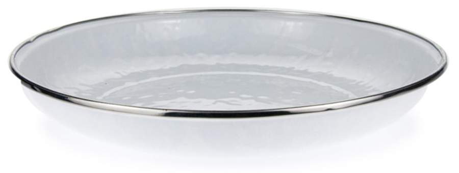 White on White Enamelware Pasta Plate by Golden Rabbit Enamelware-1