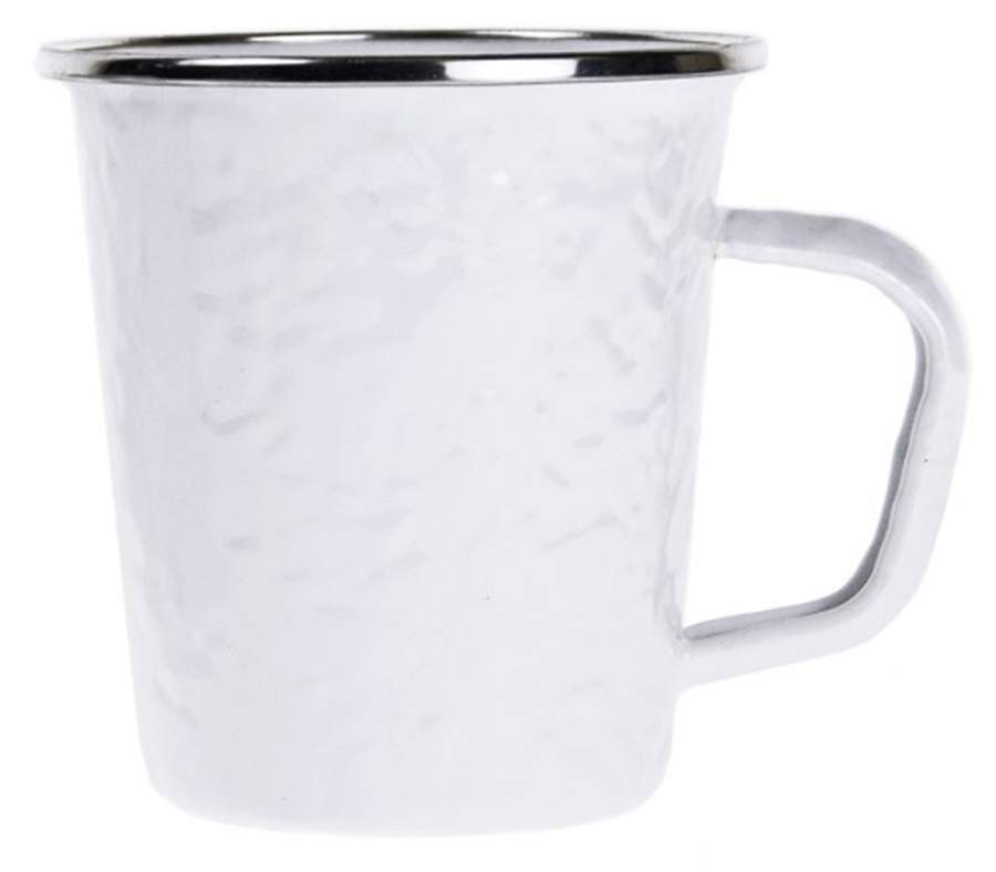 White on White Enamelware Latte Mug by Golden Rabbit Enamelware-1