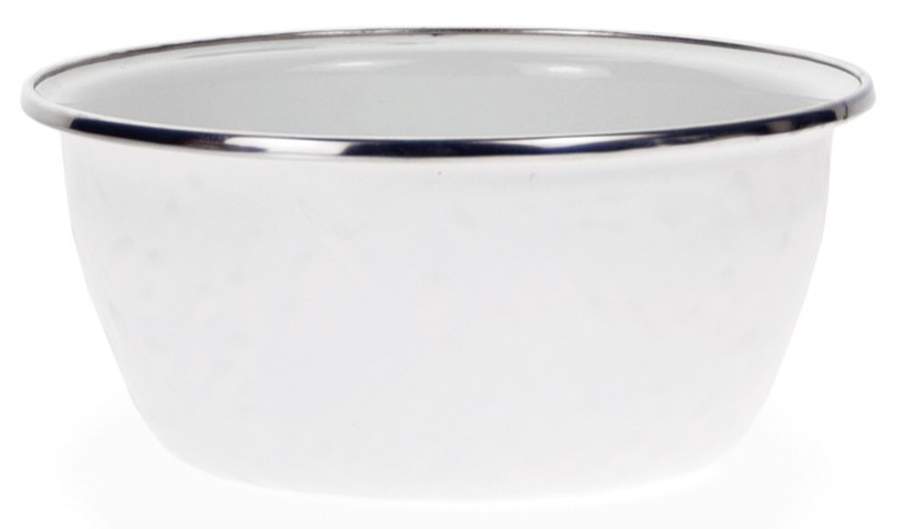 White on White Enamelware Individual Salad Bowl by Golden Rabbit Enamelware-1