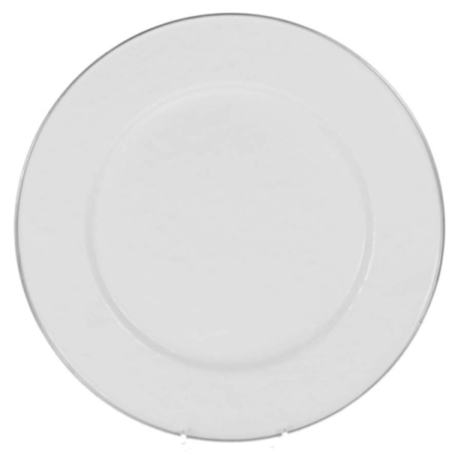 White on White Enamelware Dinner Plate by Golden Rabbit Enamelware-1