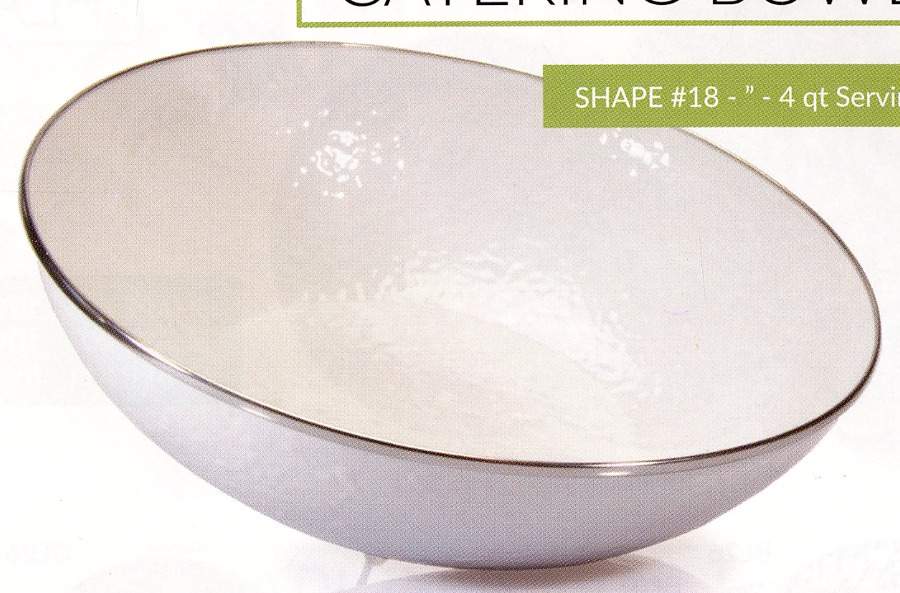 White on White Enamelware 4 Qt Catering Bowl by Golden Rabbit Enamelware-1