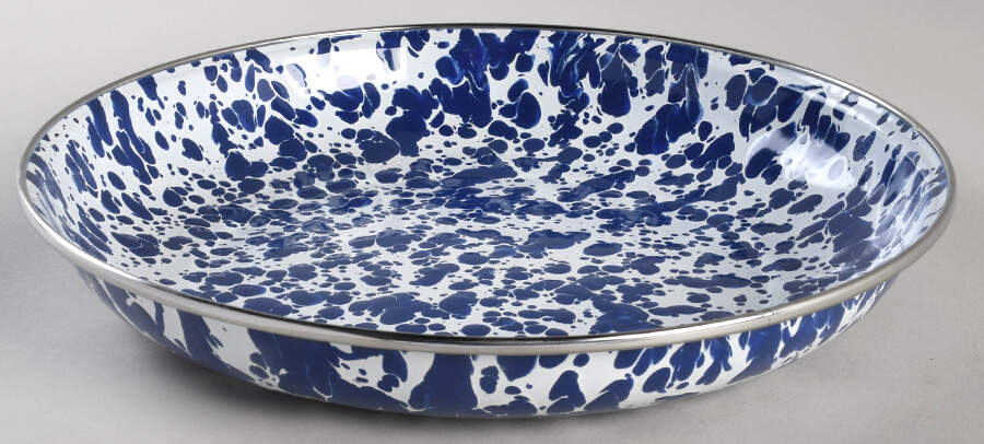 Cobalt Swirl Enamelware Pasta Plate by Golden Rabbit Enamelware-1