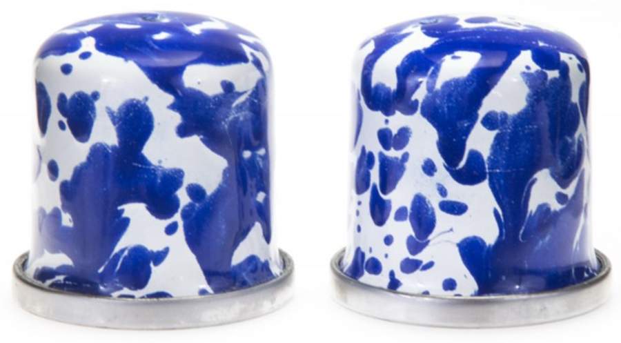 Cobalt Swirl Enamelware Salt & Pepper Set by Golden Rabbit Enamelware-1