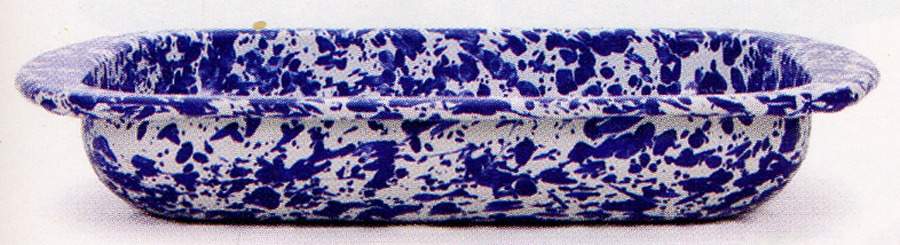 Cobalt Swirl Enamelware 12" Rectangular Baker by Golden Rabbit Enamelware-1
