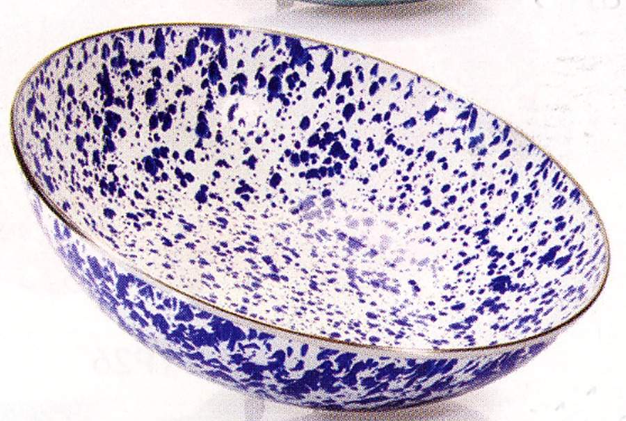 Cobalt Swirl Enamelware 4 Qt Catering Bowl by Golden Rabbit Enamelware-1