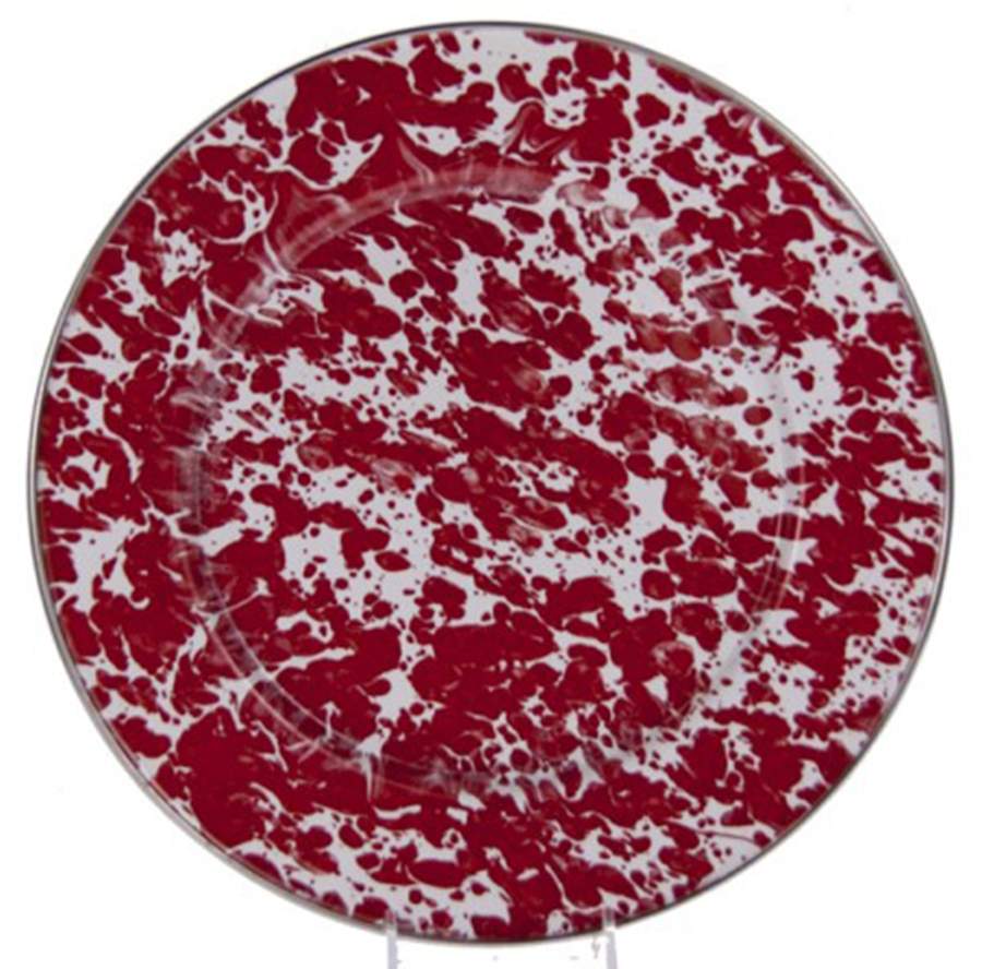 Red Swirl Enamelware Dinner Plate by Golden Rabbit Enamelware-1