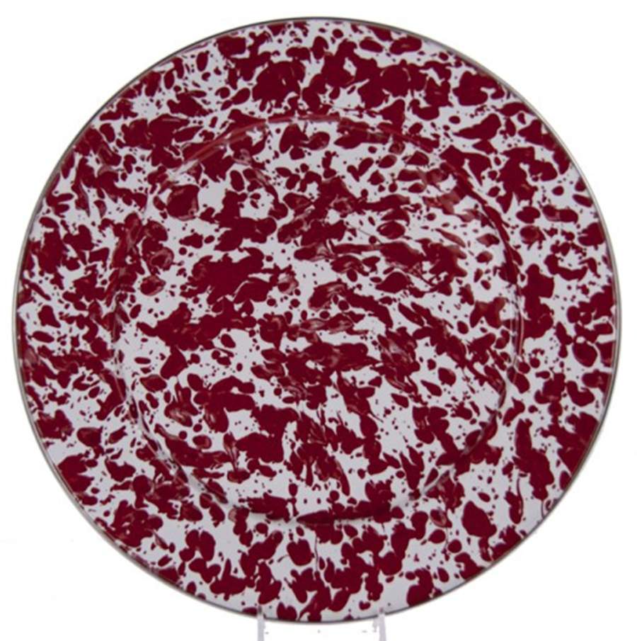Red Swirl Enamelware Service Plate (Charger) by Golden Rabbit Enamelware-1