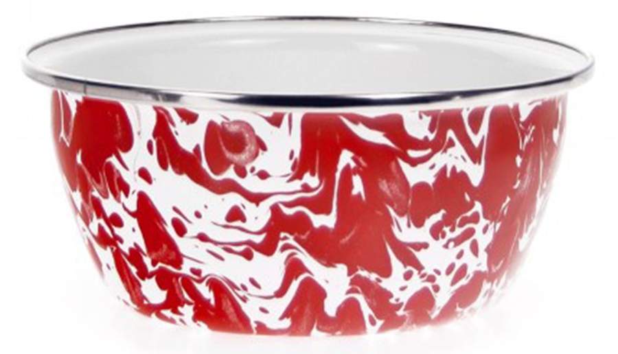Red Swirl Enamelware Individual Salad Bowl by Golden Rabbit Enamelware-1