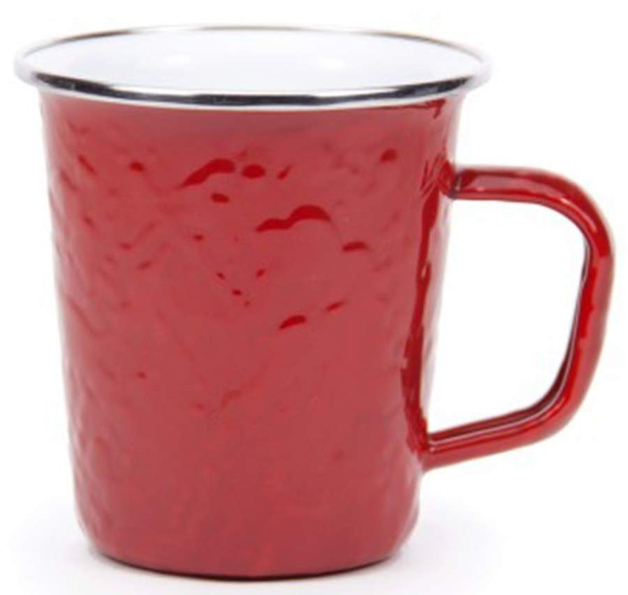Red on Red Enamelware Latte Mug by Golden Rabbit Enamelware-1