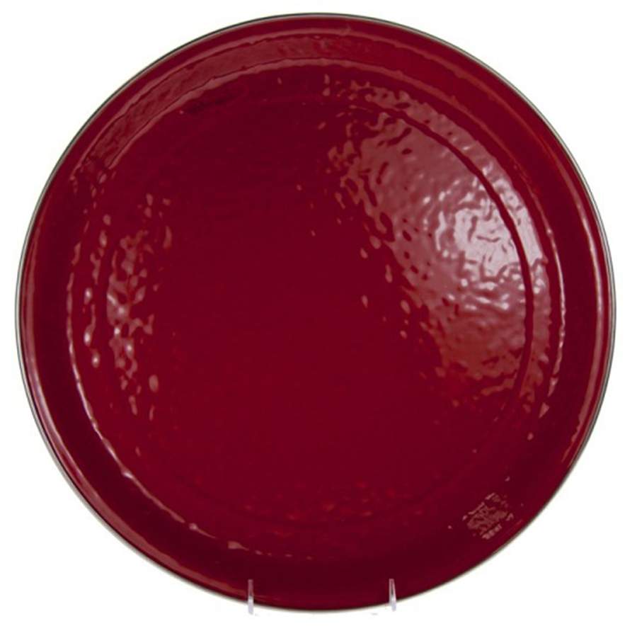 Red on Red Enamelware 20" Round Tray by Golden Rabbit Enamelware-1