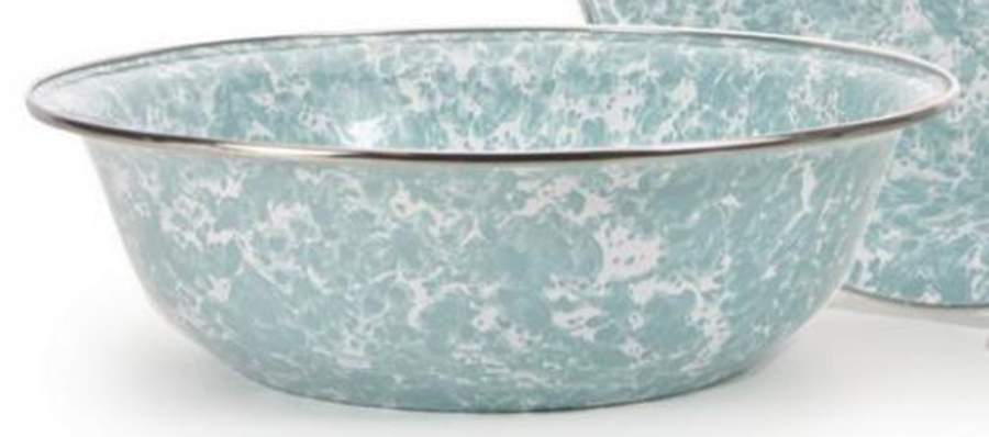Sea Glass Enamelware 13" Round Serving Bowl by Golden Rabbit Enamelware-1