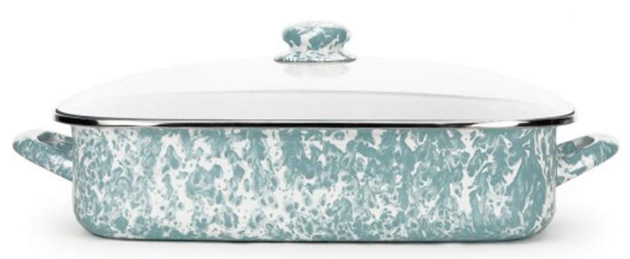 Sea Glass Enamelware 16" Lasagna & Lid by Golden Rabbit Enamelware-1