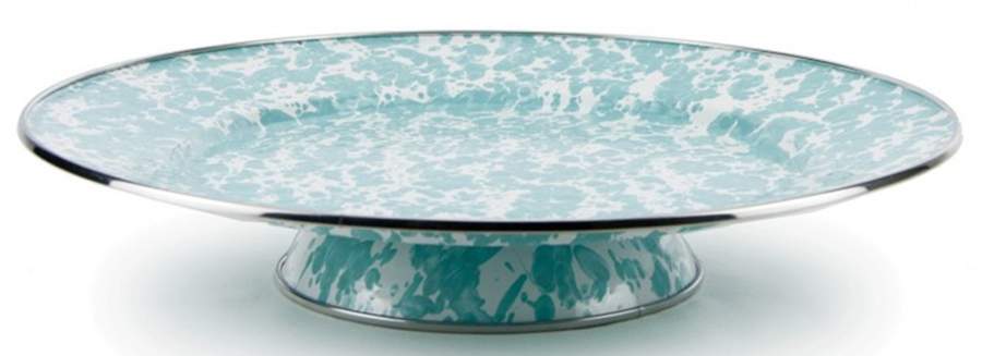 Sea Glass Enamelware 12" Diameter Pedestal Cake Stand by Golden Rabbit Enamelware-1