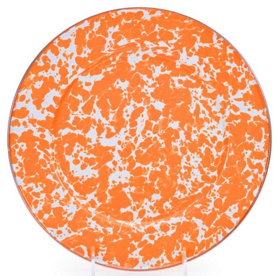 Orange Swirl Enamelware Dinner Plate by Golden Rabbit Enamelware-1