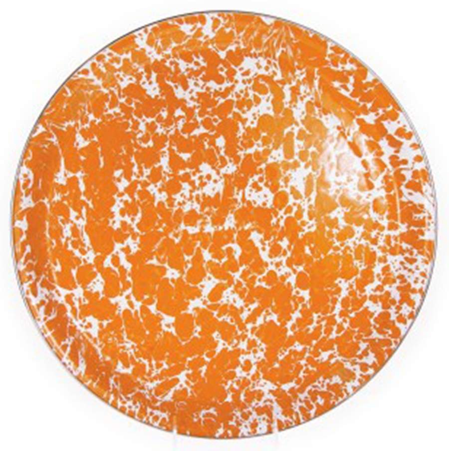 Orange Swirl Enamelware 15" Round Tray by Golden Rabbit Enamelware-1
