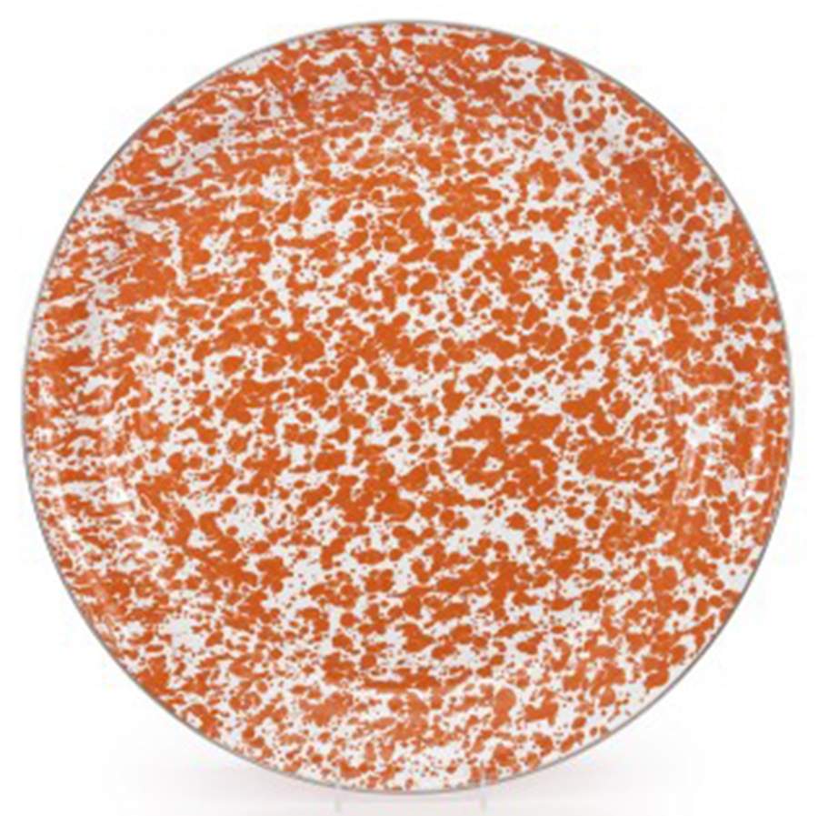Orange Swirl Enamelware 20" Round Tray by Golden Rabbit Enamelware-1