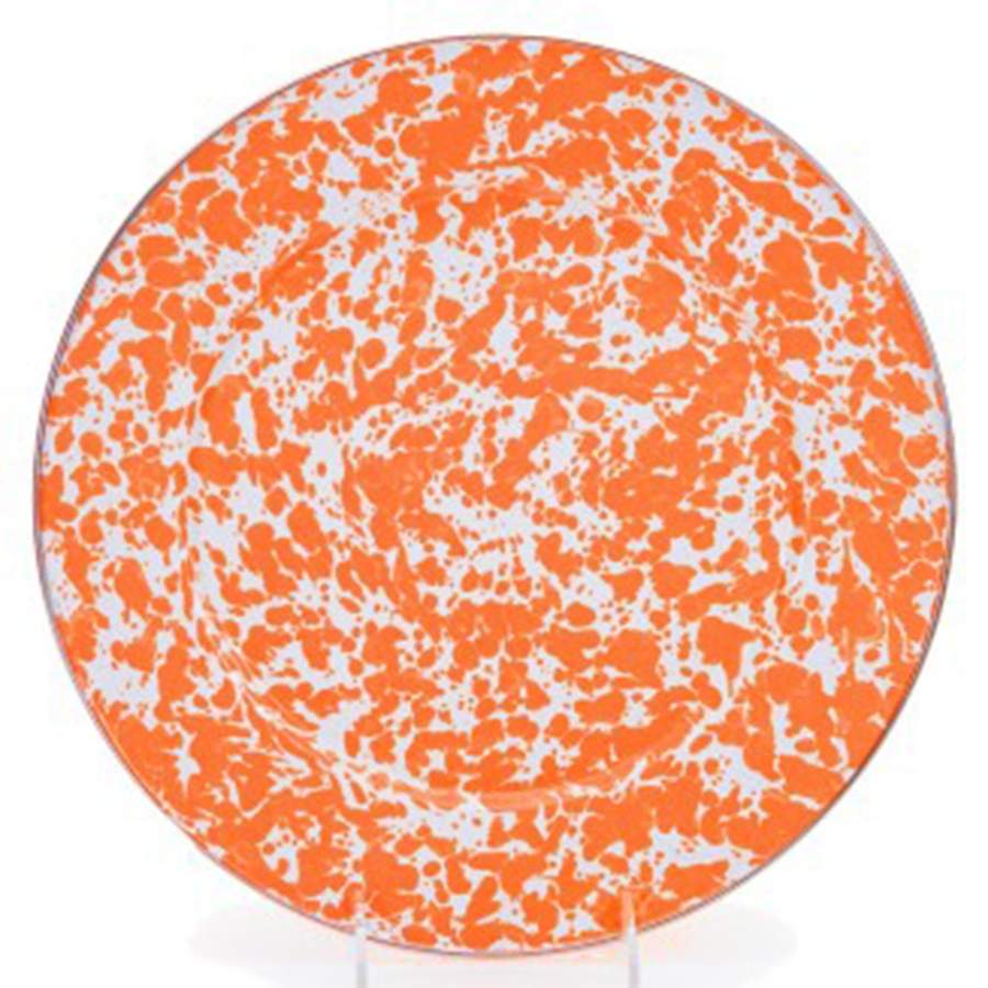Orange Swirl Enamelware Service Plate (Charger) by Golden Rabbit Enamelware-1