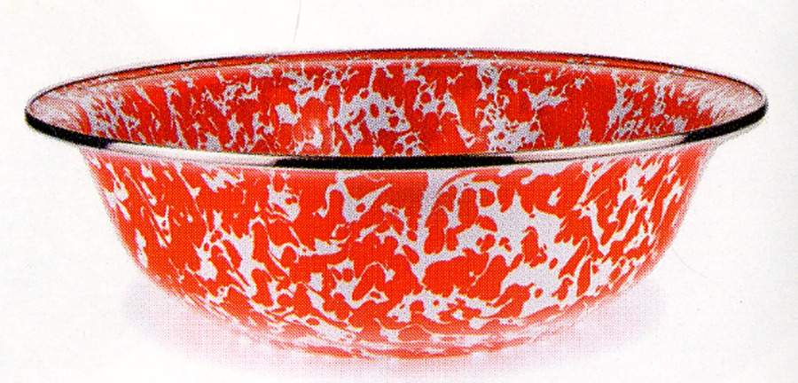 Orange Swirl Enamelware 4 Qt Catering Bowl by Golden Rabbit Enamelware-1