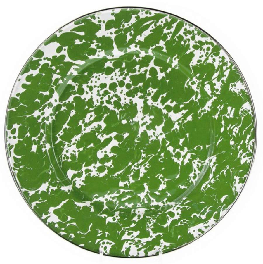 Green Swirl Enamelware Dinner Plate by Golden Rabbit Enamelware-1