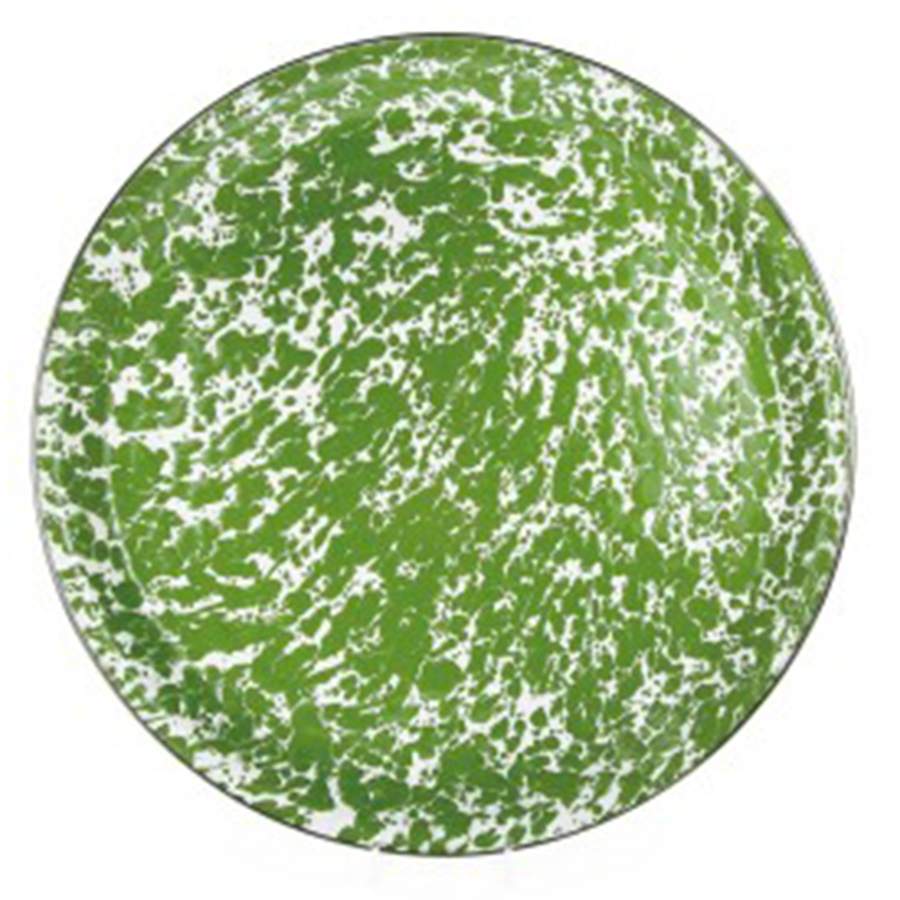 Green Swirl Enamelware 15" Round Tray by Golden Rabbit Enamelware-1