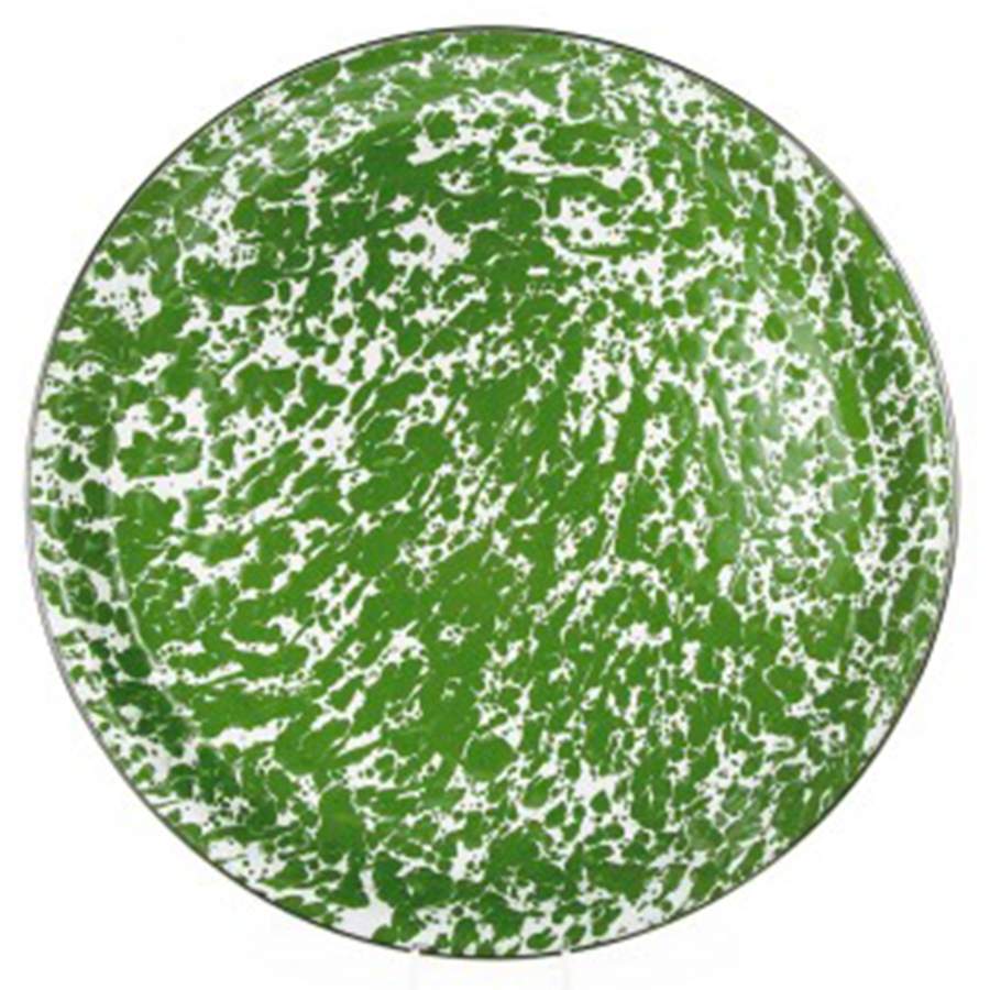 Green Swirl Enamelware 20" Round Tray by Golden Rabbit Enamelware-1