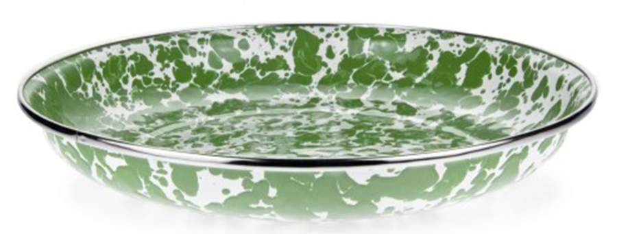 Green Swirl Enamelware Pasta Plate by Golden Rabbit Enamelware-1