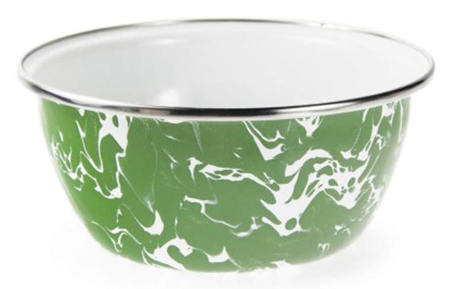 Green Swirl Enamelware Individual Salad Bowl by Golden Rabbit Enamelware-1