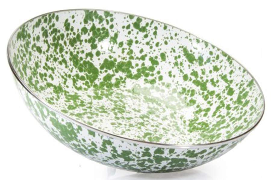 Green Swirl Enamelware 4 Qt Catering Bowl by Golden Rabbit Enamelware-1