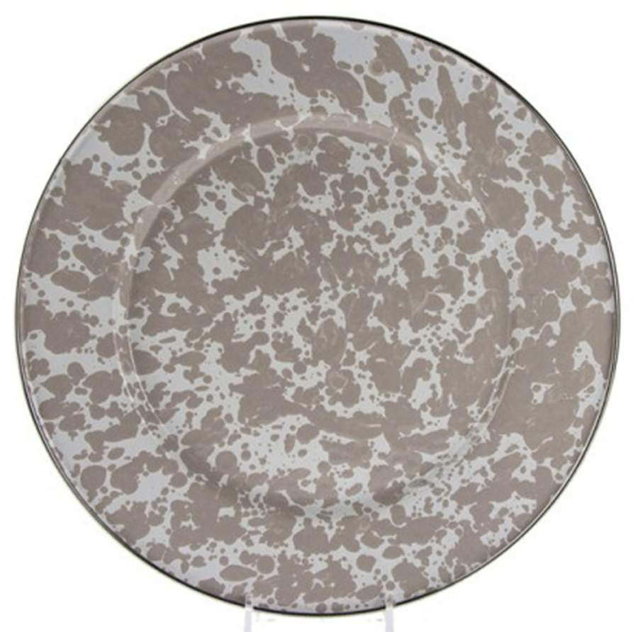 Taupe Swirl Enamelware Dinner Plate by Golden Rabbit Enamelware-1
