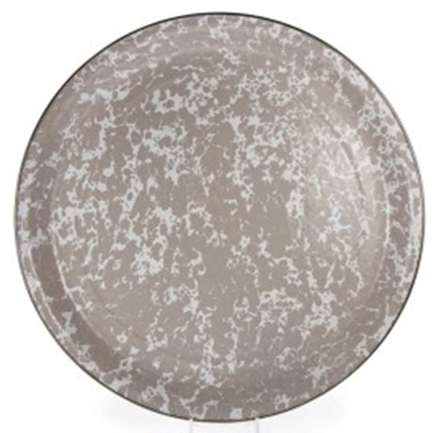 Taupe Swirl Enamelware 15" Round Tray by Golden Rabbit Enamelware-1