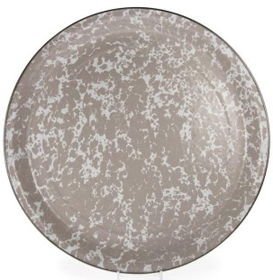 Taupe Swirl Enamelware 20" Round Tray by Golden Rabbit Enamelware-1