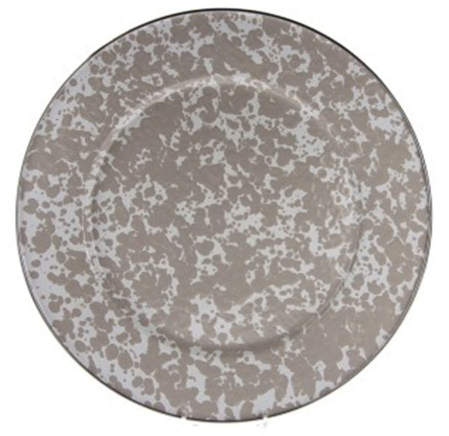 Taupe Swirl Enamelware Service Plate (Charger) by Golden Rabbit Enamelware-1