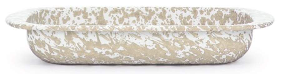 Taupe Swirl Enamelware 12" Rectangular Baker by Golden Rabbit Enamelware-1