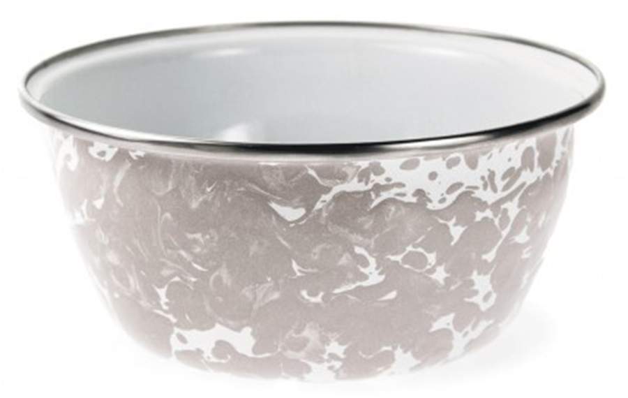 Taupe Swirl Enamelware Individual Salad Bowl by Golden Rabbit Enamelware-1