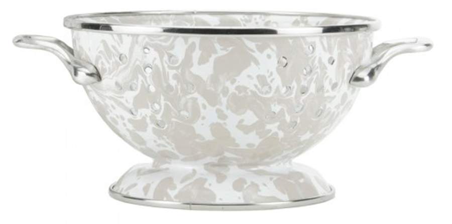 Taupe Swirl Enamelware 1 Quart Colander by Golden Rabbit Enamelware-1
