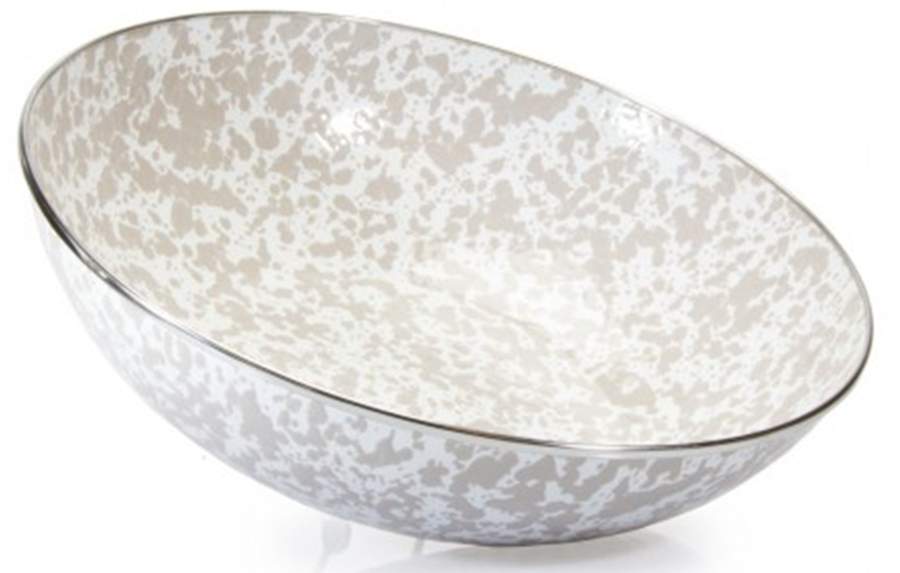 Taupe Swirl Enamelware 4 Qt Catering Bowl by Golden Rabbit Enamelware-1