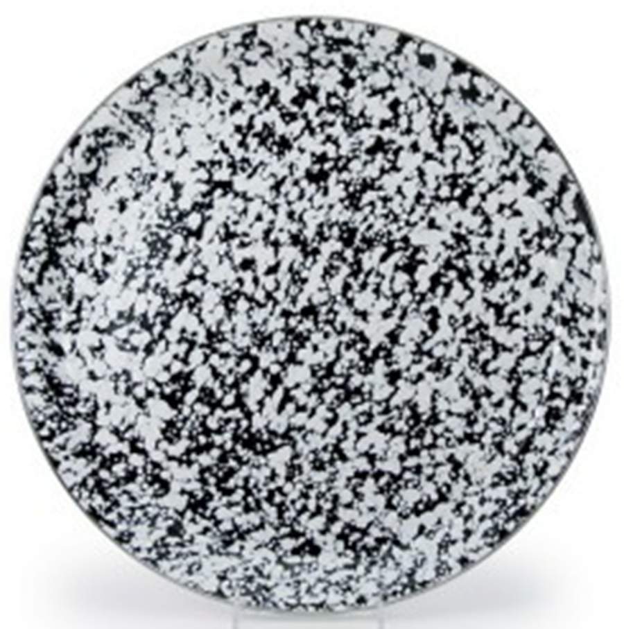 Black Swirl Enamelware 15" Round Tray by Golden Rabbit Enamelware-1