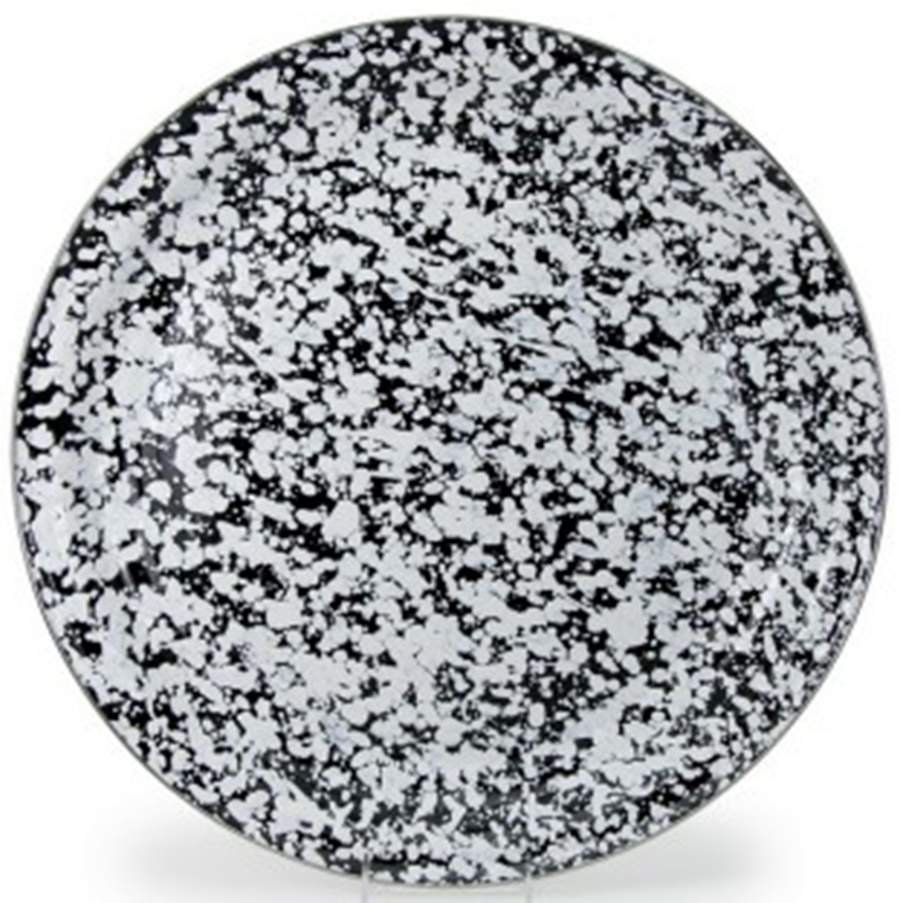 Black Swirl Enamelware 20" Round Tray by Golden Rabbit Enamelware-1
