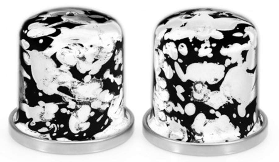 Black Swirl Enamelware Salt & Pepper Set by Golden Rabbit Enamelware-1