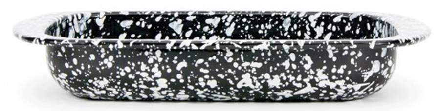 Black Swirl Enamelware 12" Rectangular Baker by Golden Rabbit Enamelware-1