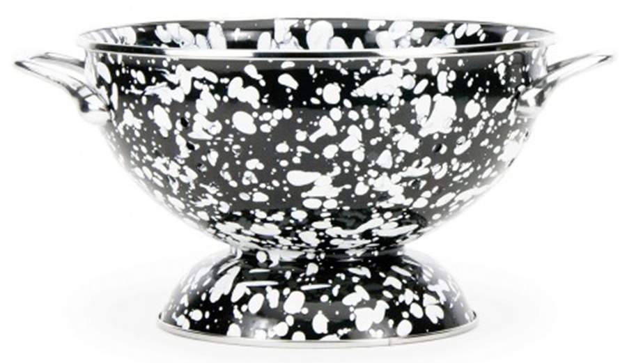 Black Swirl Enamelware 2 Quart Colander by Golden Rabbit Enamelware-1