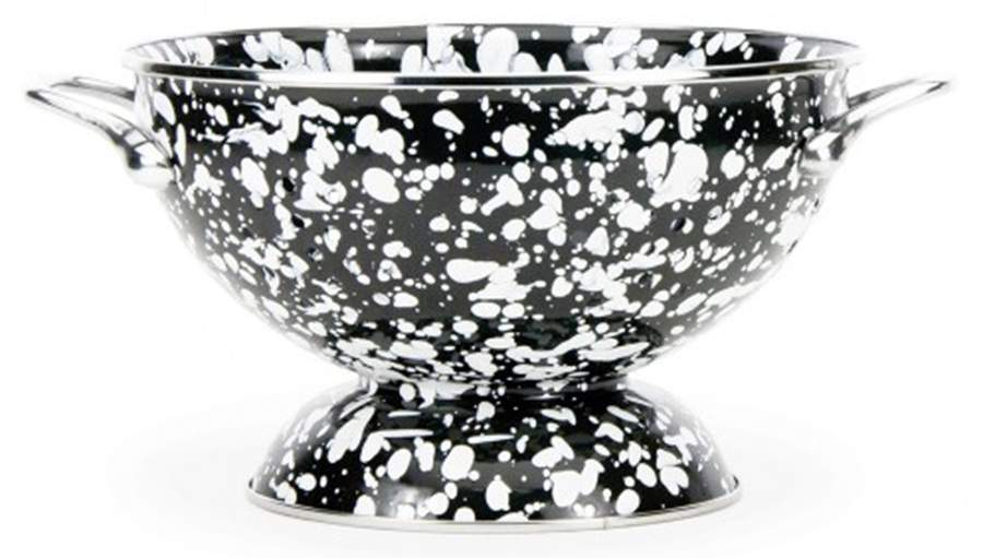 Black Swirl Enamelware 1 Quart Colander by Golden Rabbit Enamelware-1